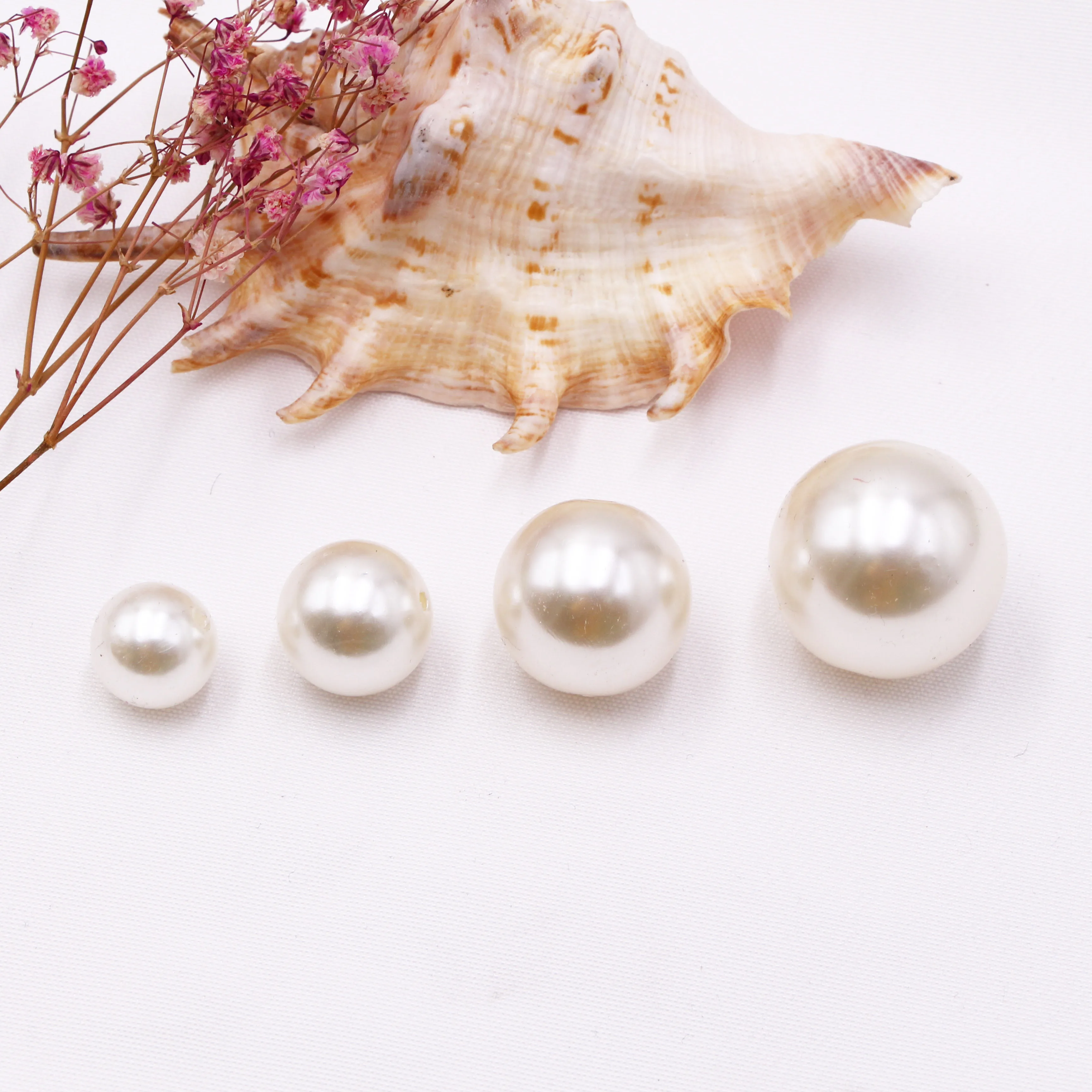 Big Size 16/20/25/30mm HOLE White Cream DIY Imitation Garment Beads Pearl ABS loose Round Beads Craft For Fashion Jewelry Making