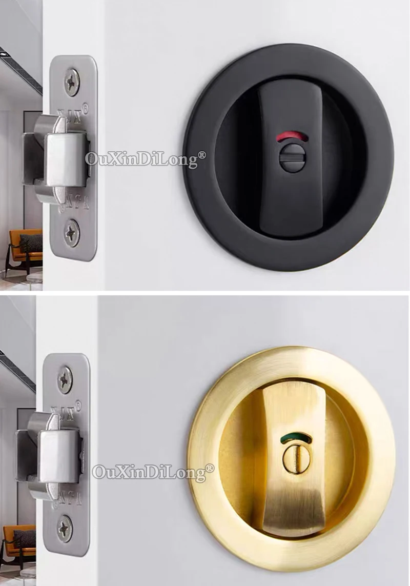 Brand New Invisible Sliding Door Hook Lock Bathroom Toilet WC Indicator Privacy Deadbolt Entrance Living Room Bedroom Door Locks