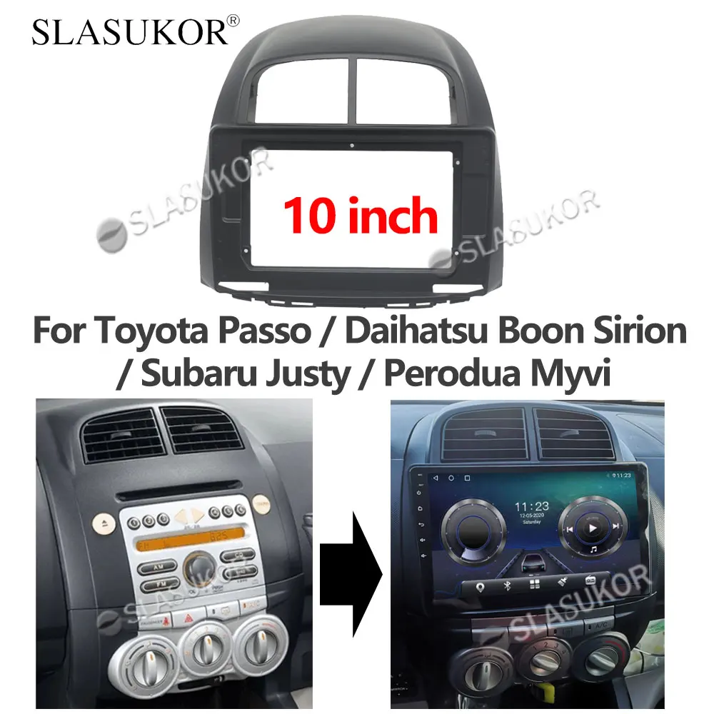 

10 inch For Toyota Passo Daihatsu Boon Sirion Subaru Justy Perodua Myvi Dash Panel Frame Trim Installation Kit Double Din Cable