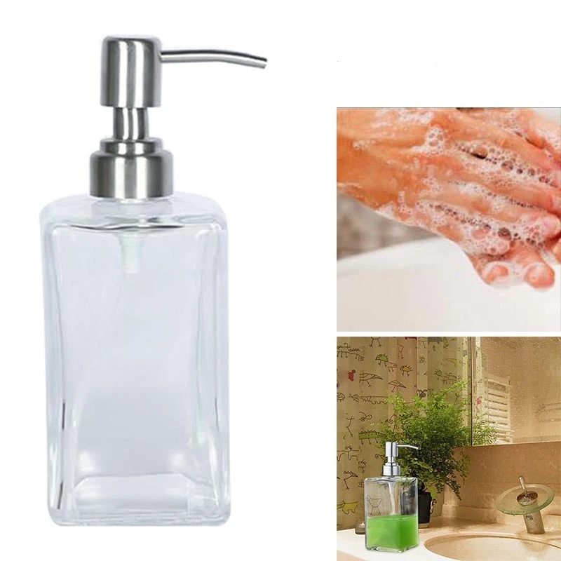 

High Quality Transparent Manual Soap Dispenser Clear Glass Hand Sanitizer Bottle Containers Press Empty Bottles Bathroom