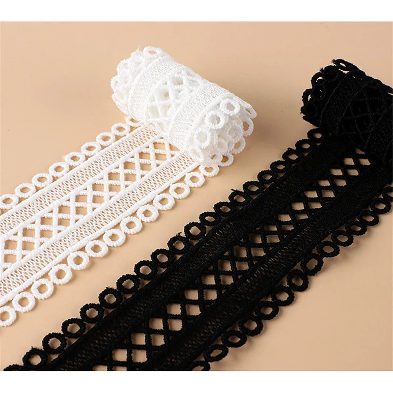 High Quality Beautiful Black Lace Ribbon Tape 4 cm Wide Embroidered Lace Trim DIY Sewing Decoration African Lace Fabric