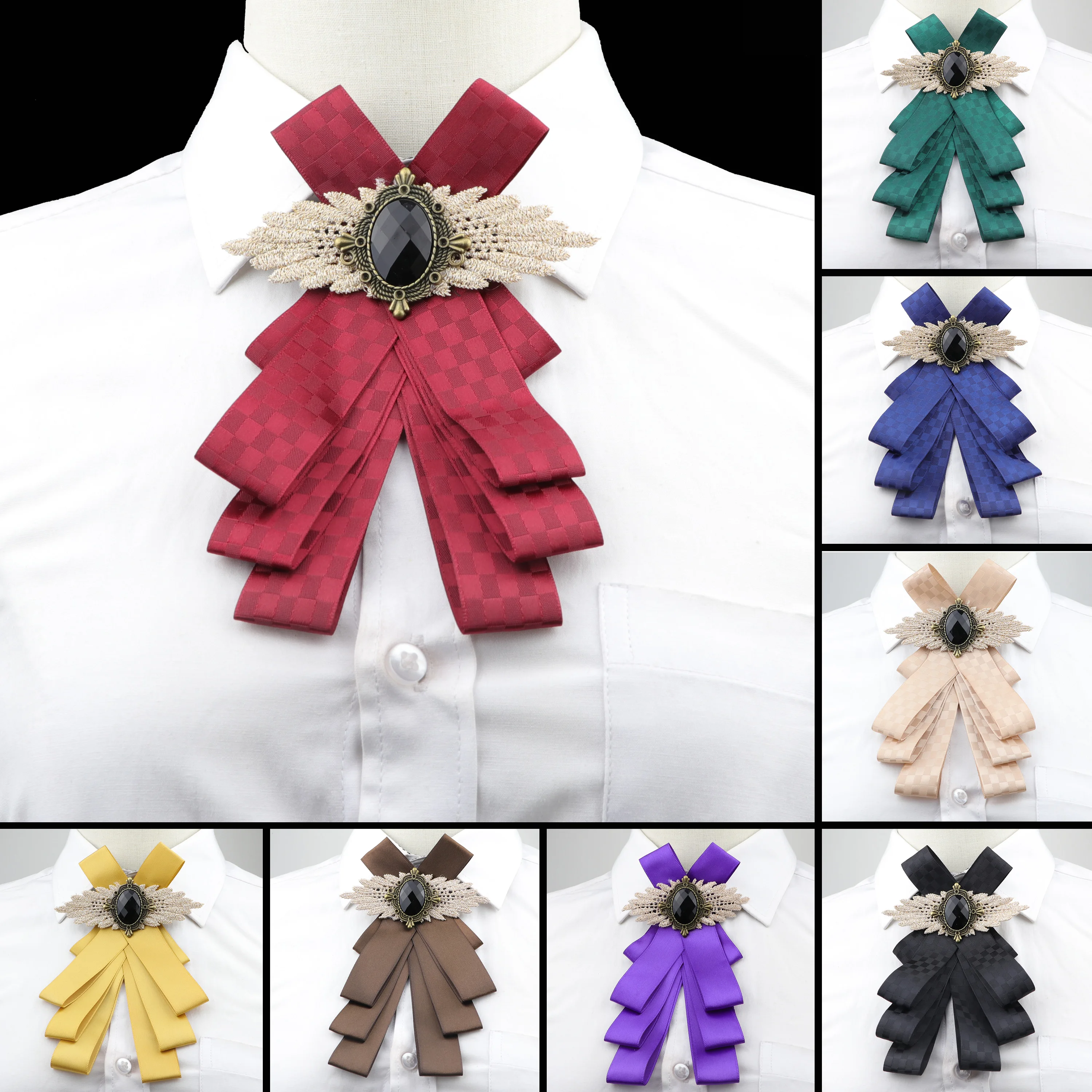 Women Chic Bow Tie Gorgeous Vintage Bowtie Elegant Costume Jewelry Collar Cravat Adjustable Detachable Collars Shirt Accessory