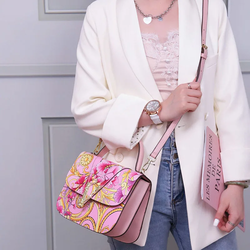 VM FASHION KISS Printed Small Square Bag Crossbody Bag Flower Handbags Women Bags Luxury Handbags Women Designer Bags 2021 New