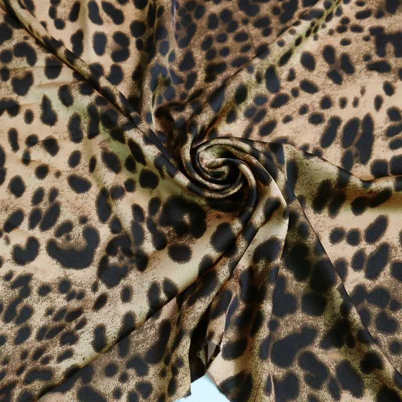 1 meter X 1.5 meter Soft Pajamas Dress Material Crepe Satin Charmeuse Fabric Africa Leopard Textile