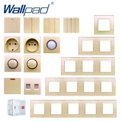 Gold Switch DIY Champagne Gold Crystal Glass Socket DIY Wallpad 1 2 3 4 Gang 20A Heater Push Button Rocker Interruptor