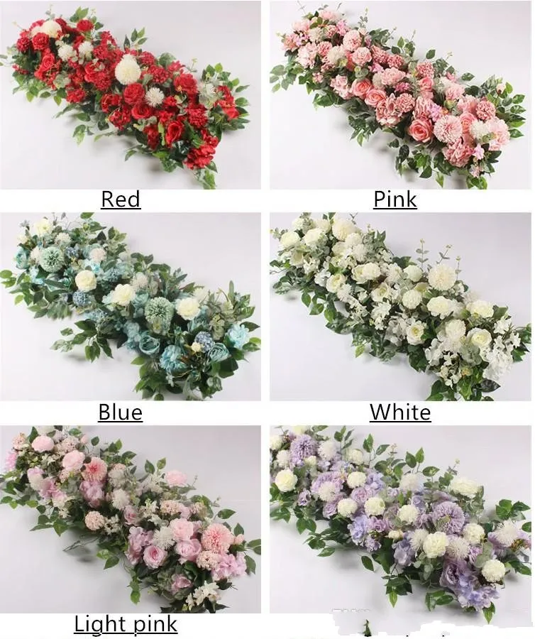 50cm DIY flower row Acanthosphere Rose Eucalyptus wedding decor flowers rose peony hydrangea plant mix flower arch artificial fl