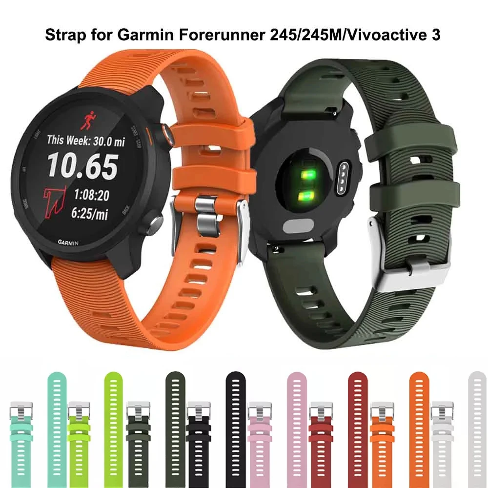 Silicone Band Wriststrap For Garmin vivoactive 3 Forerunner 645 245 Replacement Watchband Strap For Garmin vivoactive3 Wristband