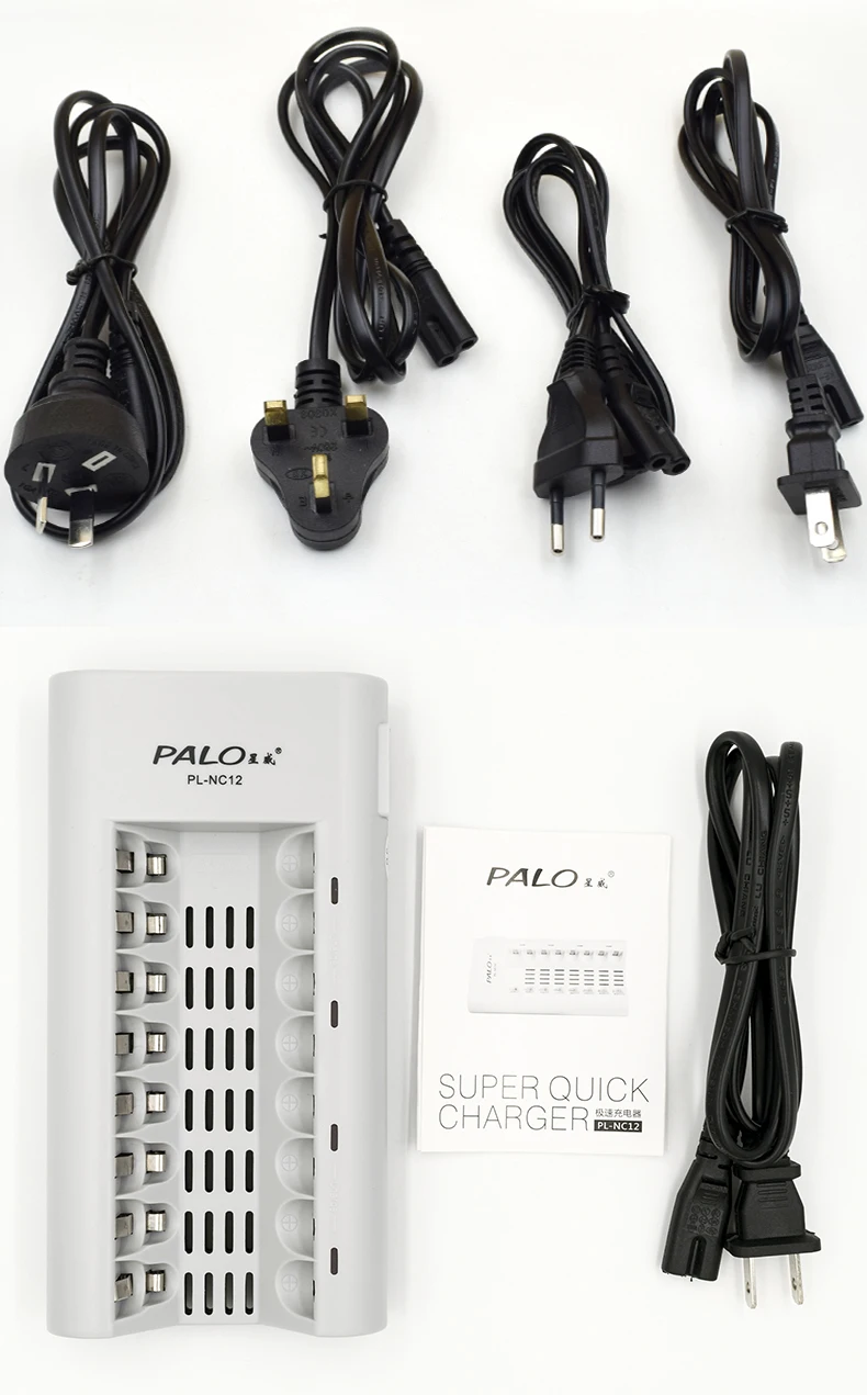 PALO-cargador de 8 ranuras para pilas recargables, cargador de pilas AA y AAA para NI-CD NI-MH, 1,2 V, con pantalla LED