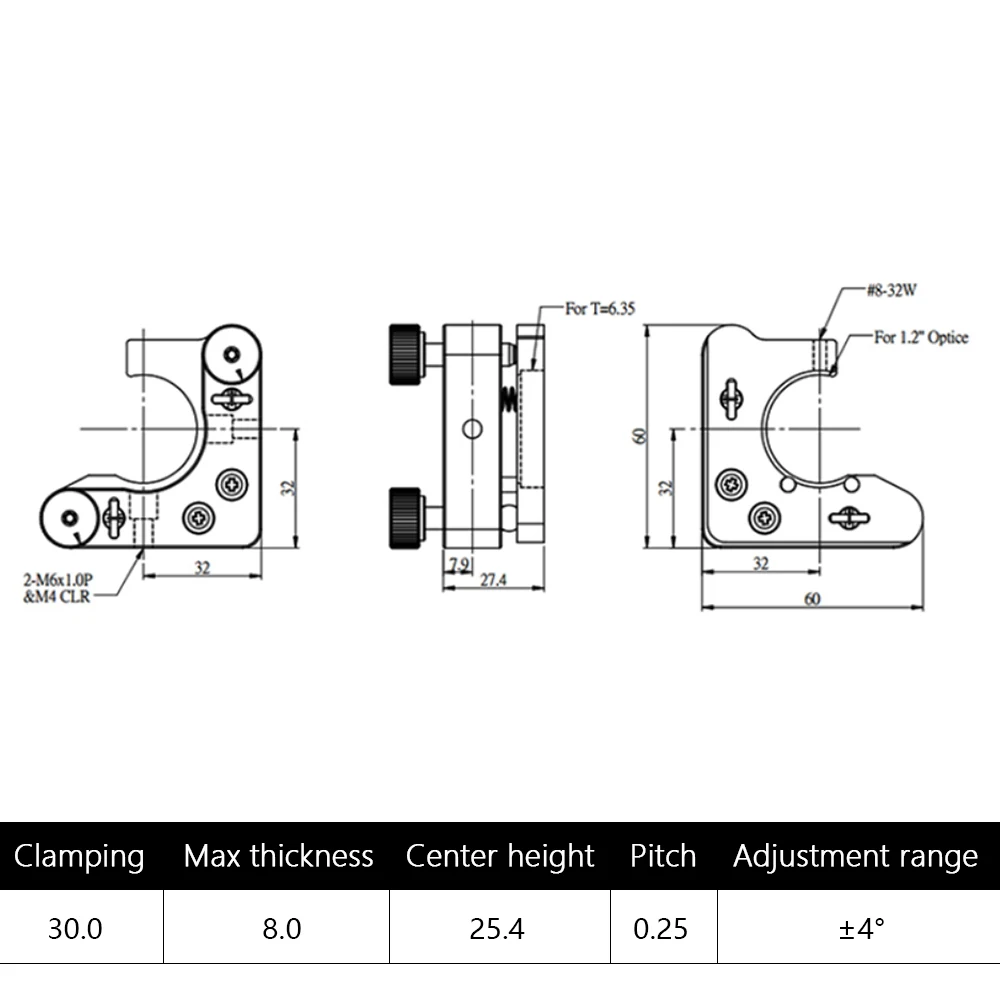 Double Axis C-type open fixture Clamping D30.0mm Lens reflector frame Laminated reed precision mirror frame Physical optics