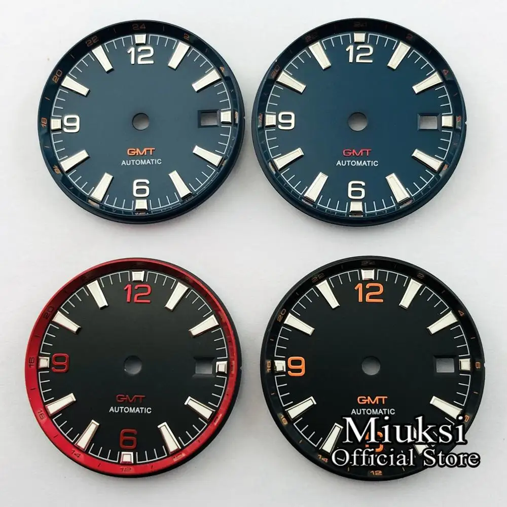Miuksi 31mm świecąca sterylna tarcza zegarka pasuje do ETA 2836/2824, Miyota 8205/8215/821A/82series, mechanizm Mingzhu DG2813/3804 PT5000