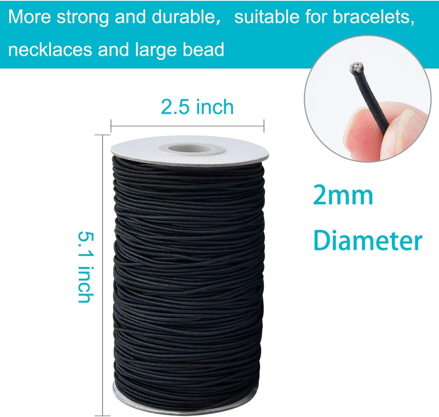 1/2/2.5/3MM White/black High-Quality Round Strong Elastic Rope Rubber Band Sewing Garment Craft DIY Sewing Accessories