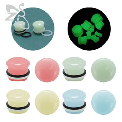 ZS 1 Pair Stone Ear Plug And Tunnel Unisex 5-18mm Ear Gauges Glow in Dark Flesh Sterchers Expanders 4 Colors Piercing Jewelry