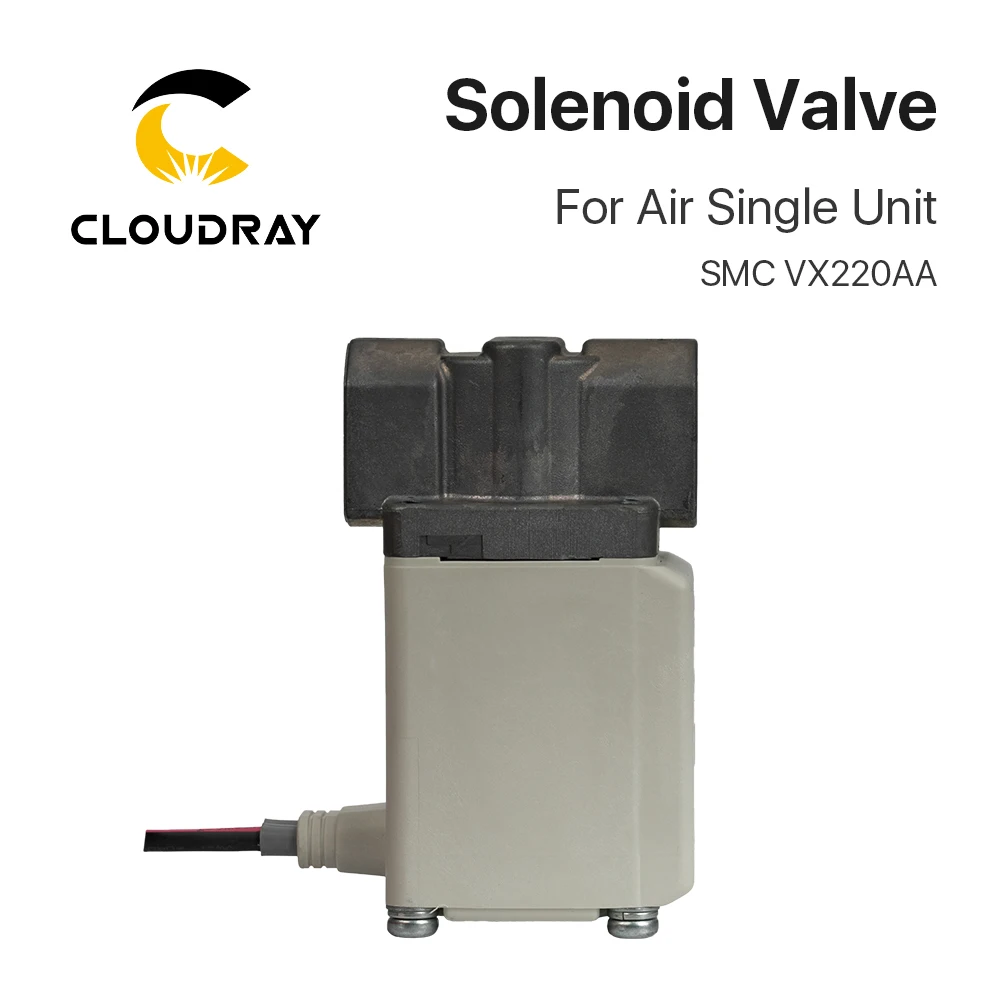 Válvula Solenoide Cloudray SMC VX220AA 24V 220V 1/4 "BSP válvula solenoide directa de 2 postes para máquina cortadora láser de unidad única de aire