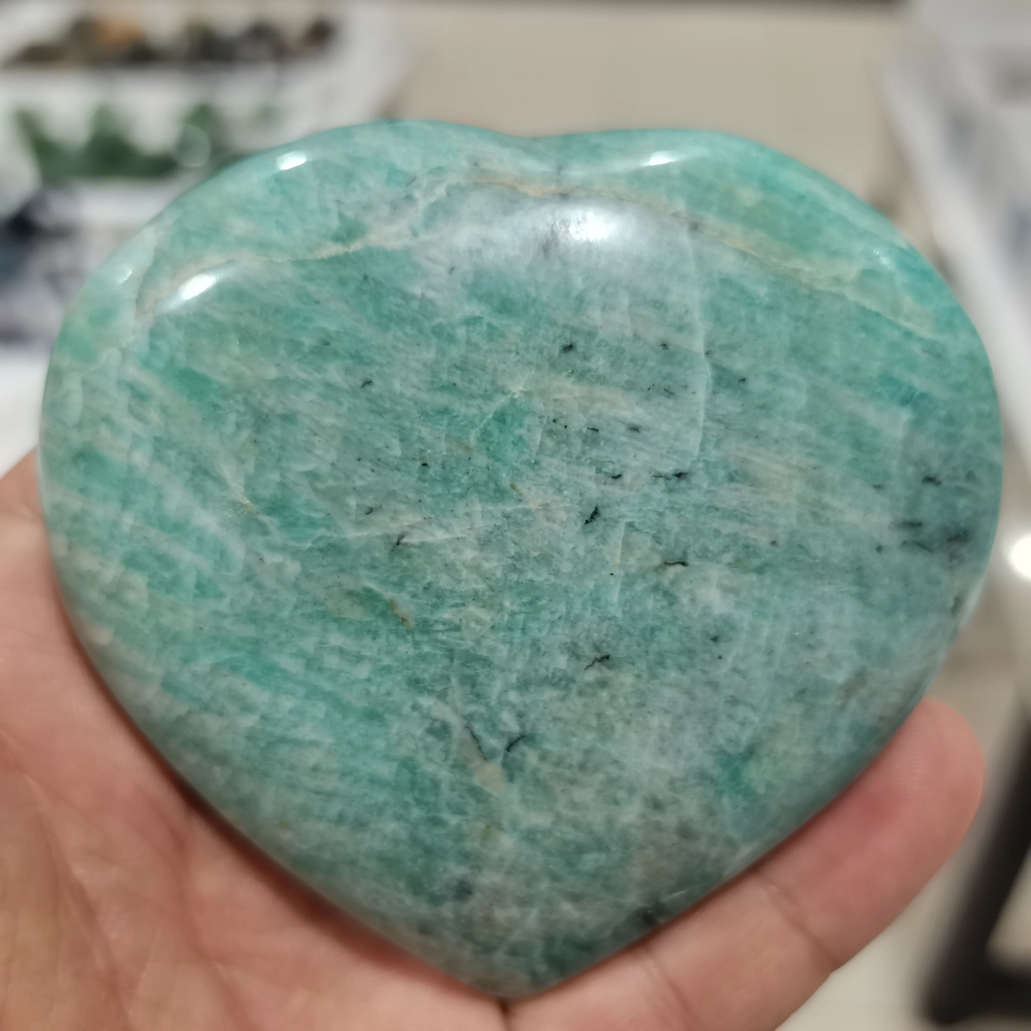 High Quality 100% Natural Amazonite Stone Heart Reiki Healing Crystals Gemstones As Wedding Gifts For Guests