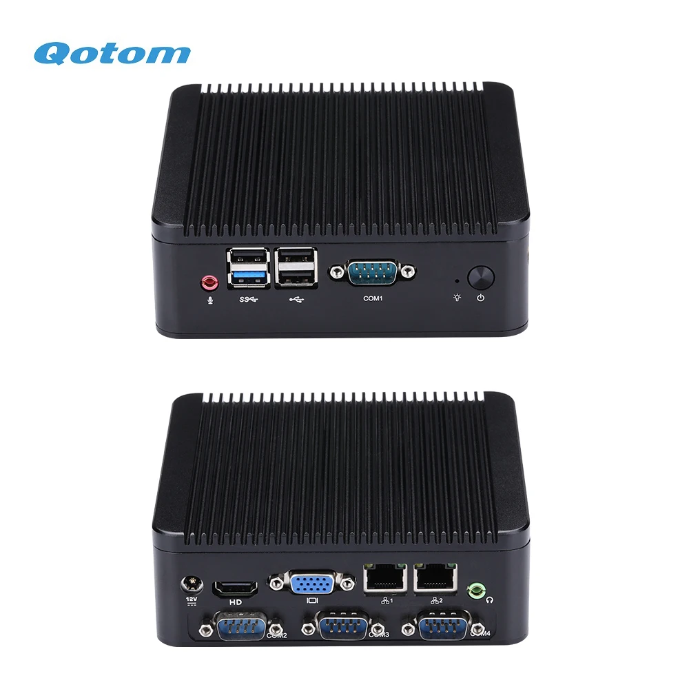 Imagem -03 - Qotom Fanless Cpu J1900 Mini pc Quad Core 2.42 Ghz Executando 24 X86 Mini pc Desktop Industrial