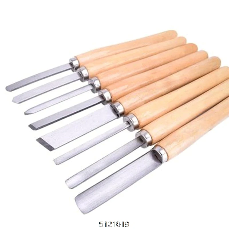 

Drop Wholesale 8PCs Carving Knife Lathe Set Turning Tools Woodworking Gouge Skew Parting Dropshipping