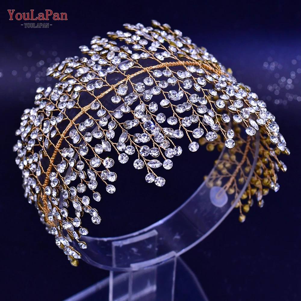 Youlapan hp258 artesanal cristal strass tiaras e coroas casamento bandana headpiece nupcial pedaço de cabelo do baile concurso acessório