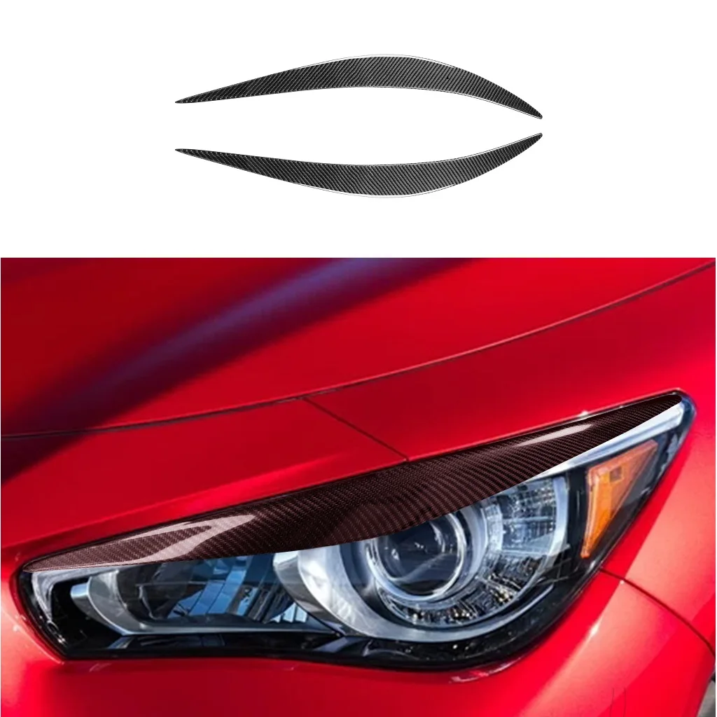 

Carbon Fiber Headlights Eyebrows Eyelids Car Accessories Fit For Infiniti Q50 Q60 2014-2019 Front Headlamps Trim