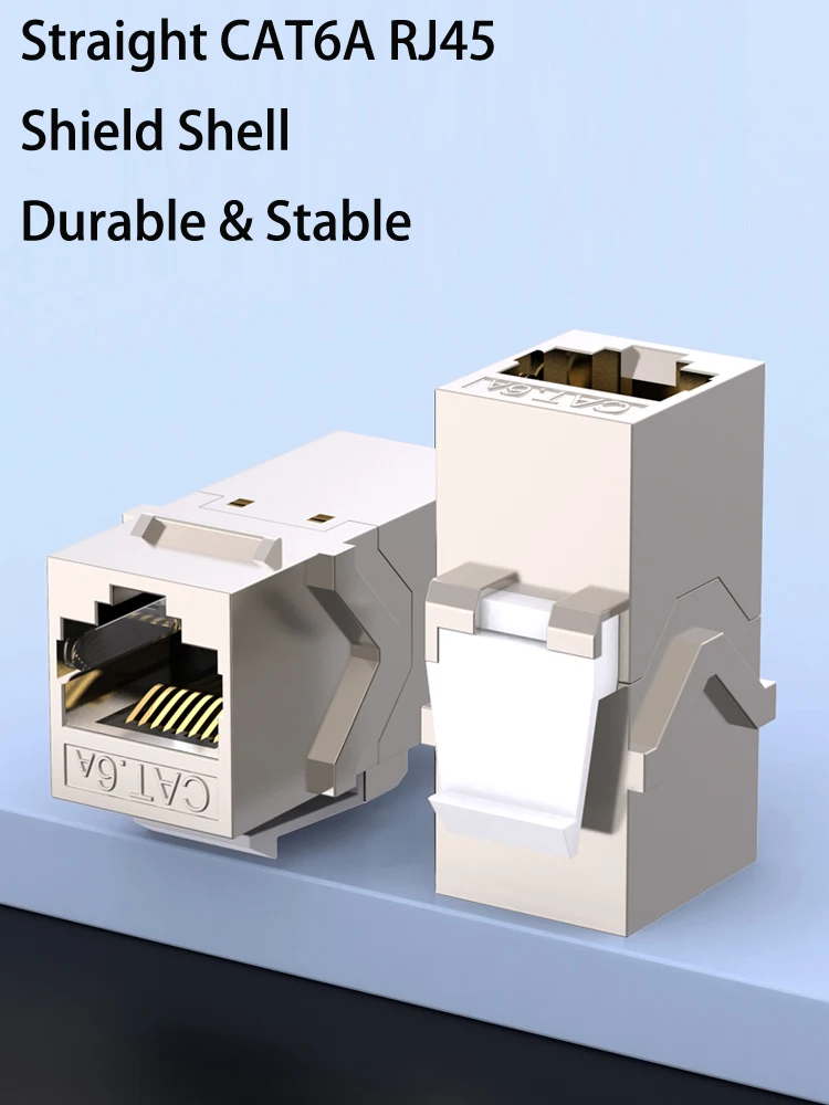 Gniazda Keystone RJ45 CAT.6A Gigabit Ethernet Przelotowe, Gniazda Żeńskie CAT7, Bez narzędziowe Moduły Sieciowe, Ekranowane Gniazda LAN — zdjęcie produktu 7