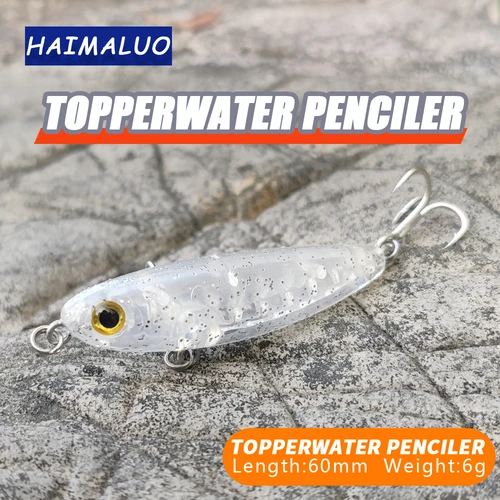 HAIMALUO Topwater Pencil Fishing 루어 60mm 6.0g 표면 플로팅 미끼 탑 워터 루어 낚시 Seabass Pike Feeder 