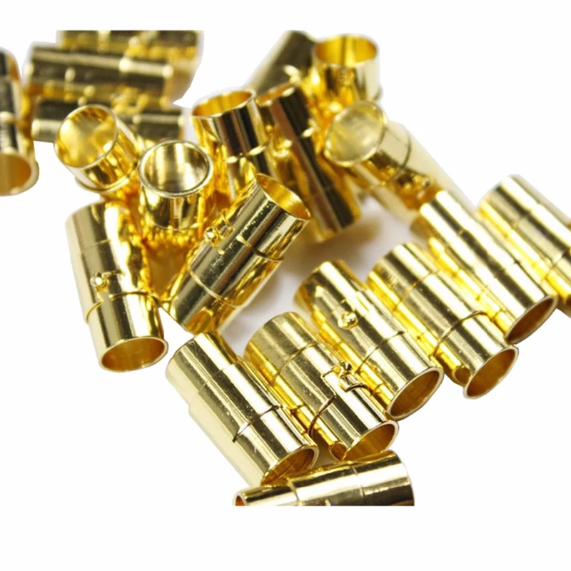 AaaZee 3 Sets 6mm Diameter Hole Golden Magnetic Clasp with Safe Bar, Gold Closure in 17mm Long