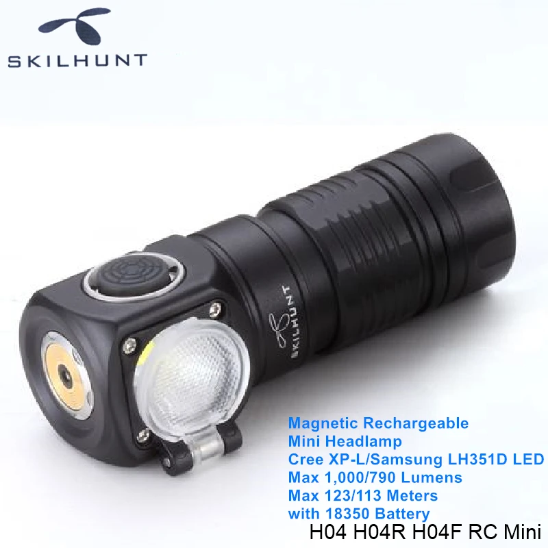 Skilhunt H04 H04R H04F RC Mini EDC Magnetic Rechargeable Headlights High CRI Miner\'s Work Forehead Flashlight with 18350 Battery