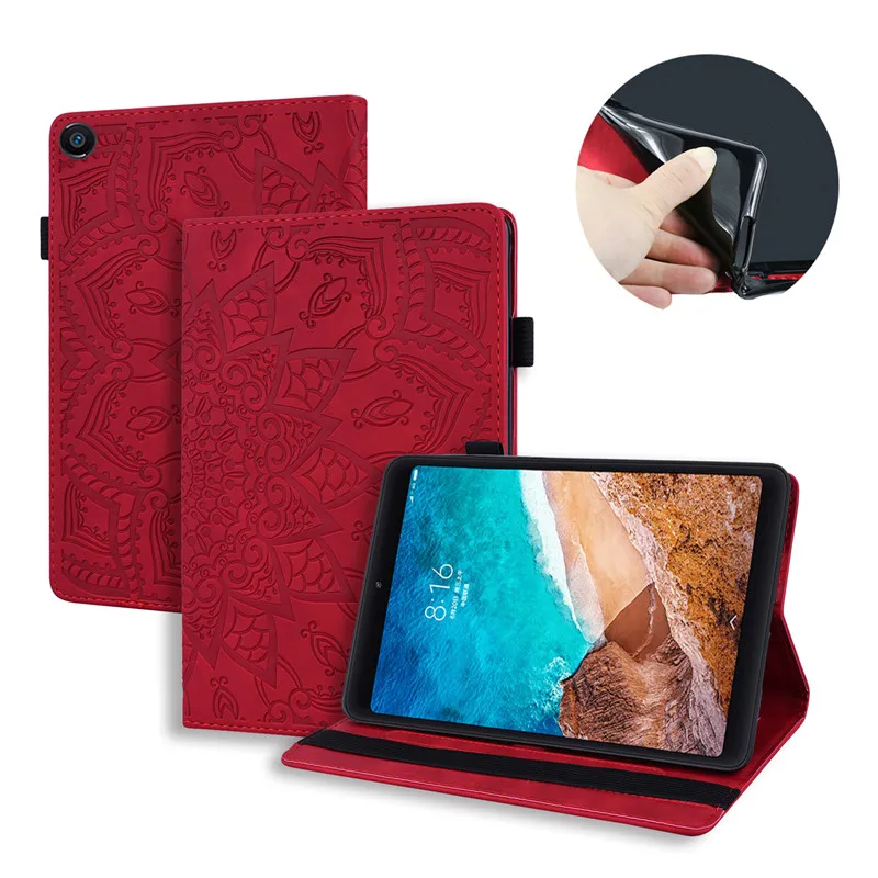 

Tablet for Funda Xiaomi Mi Pad 4 Case 3D Embossed Leather Wallet Cover For Xiaomi Mi Pad 4 Plus Case Capa Protective Cover+Gift