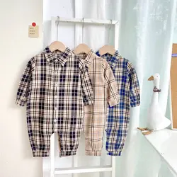 0-3T Newborn Kid Baby Boys Autumn Winter Clothes Plaid Gentleman Romper Long Sleeve Cotton Jumpsuit Party Club Baby Boy Outfit