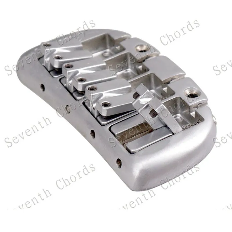 A Set of Silver Curve Baseplate Double Bullet 4 String Saddle Electric Bass Bridge Guitar Accessories Parts Musical Instrument