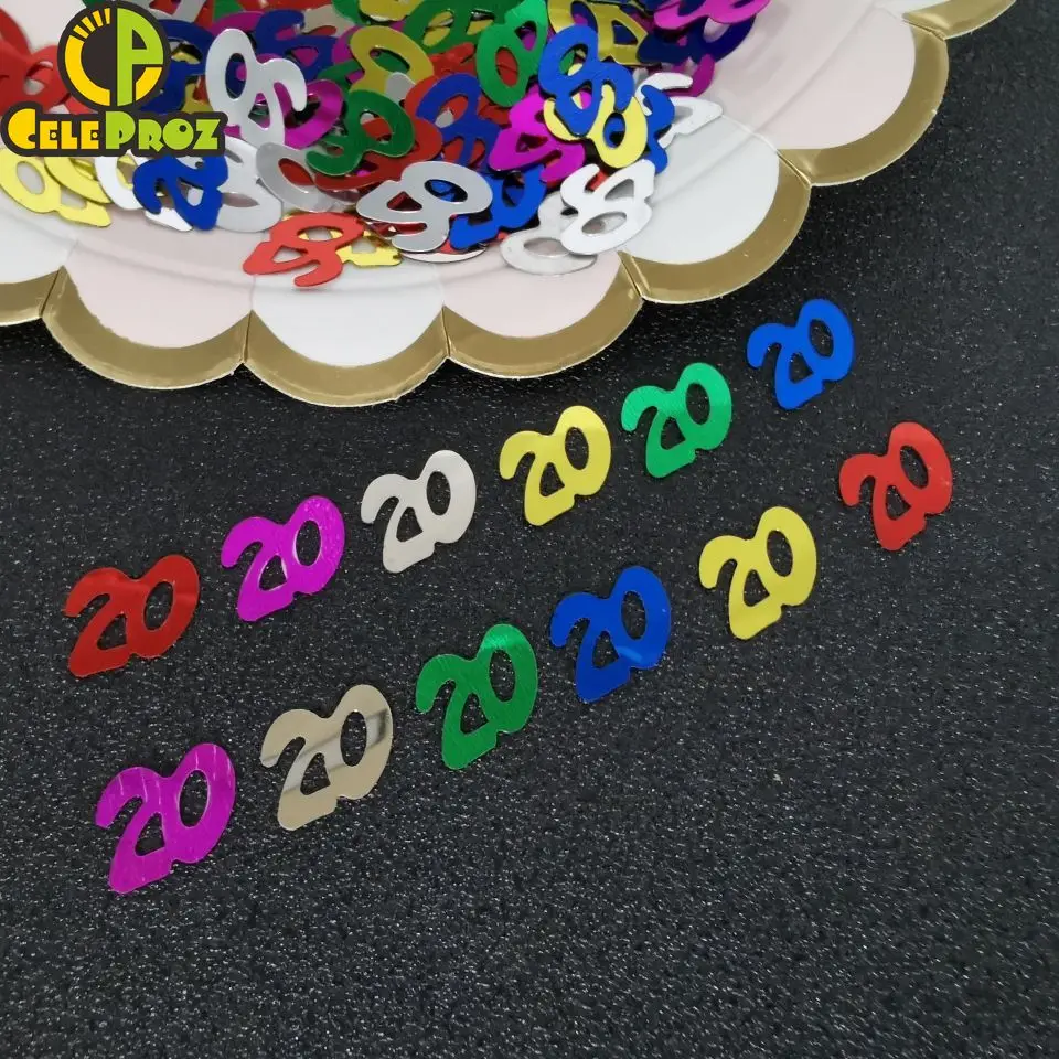 15g Number 20 Table Confetti Digit Grand Event 20th DIY Anniversary Decor Paillette Scatters for Adult Birthday Party  Supplies