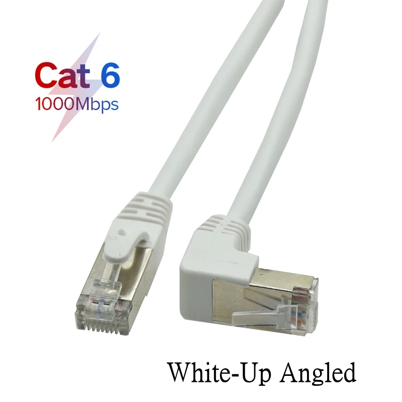 Biały kabel Ethernet Cat6 RJ45 Kabel sieciowy Patch 90 stopni Kąt prosty Cat6a Lan Krótki kabel 0,5 m 3-8 m Do laptopa Router TV BOX