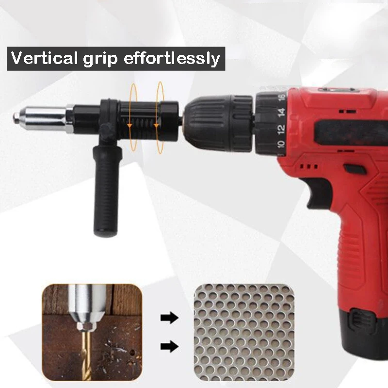 Electric Rivet Gun 2.4mm-4.8mm Rivet Nut Gun Drill Adapter Cordless RivetingTool Insert Nut Pull Rivet Tool DIY Woodworking