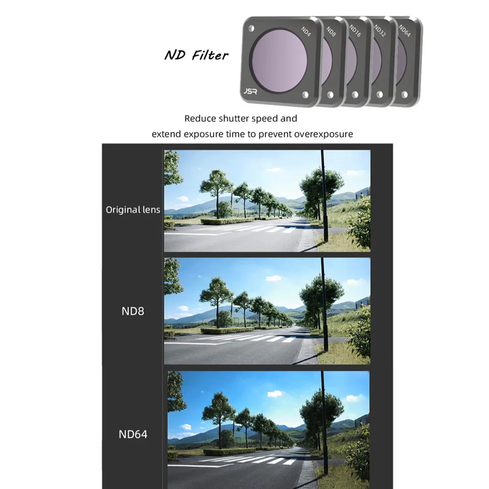 Vetro ND4 ND8 ND16 ND32 ND64 ND1000 ND filtro protezione densità neutra tappo per DJI Action 2 Camera Action2