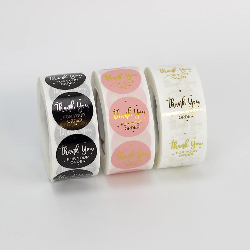 

2,5 см/500 шт. «Спасибо за заказ», Уплотнительная наклейка для конвертов, черная, розовая, прозрачная, Золотая наклейка, канцелярские принадлежности, Подарочная наклейка