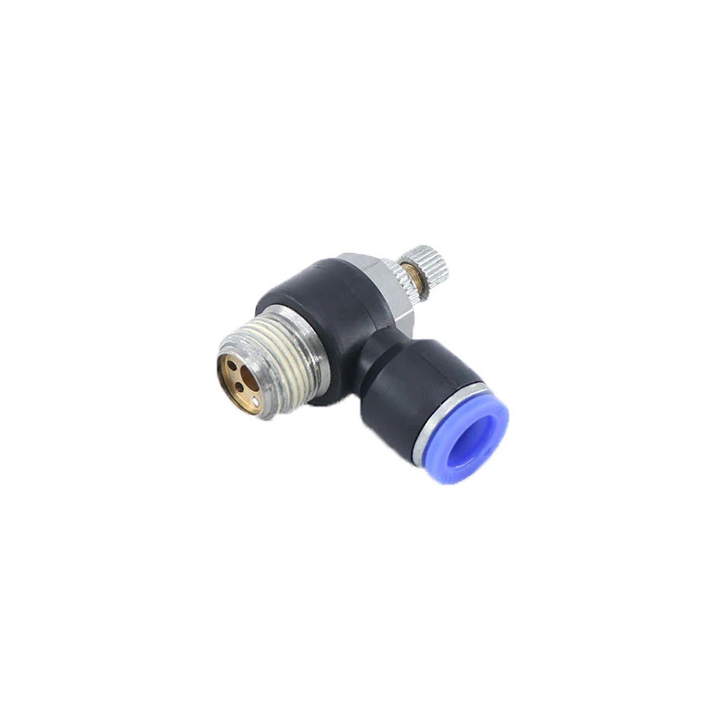 Blue Pneumatic Connector SL 4/6/8/10/12Mm Pneumatic คันเร่งควบคุมความเร็ววาล์วด้ายภายนอกกระบอกคันเร่ง