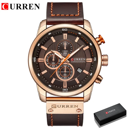 Imagen 2 del producto CURREN-reloj deportivo de cuero para hombre, cronógrafo de cuarzo, militar, Masculino