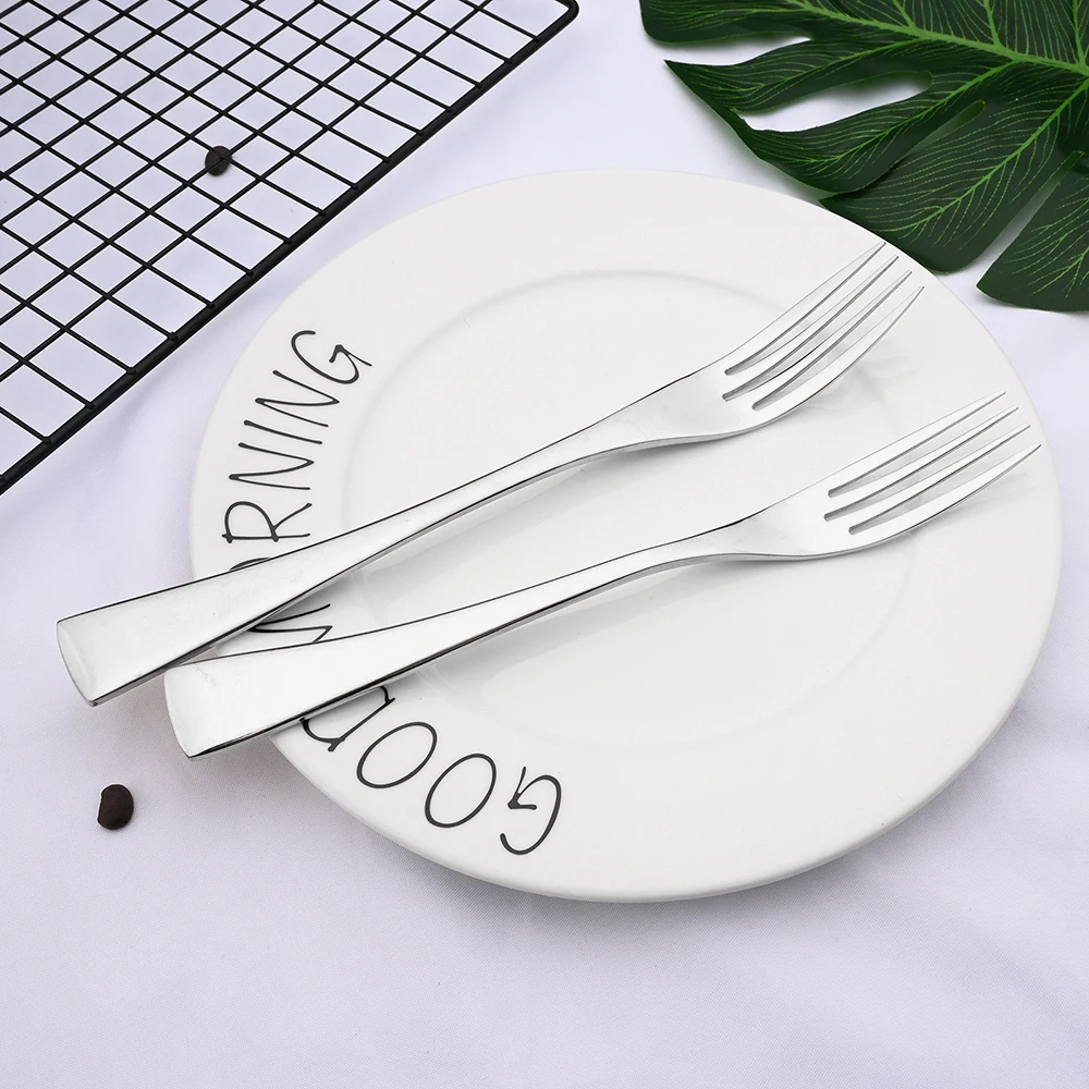 High Quality Silver Dinnerware 304 Stainless Steel Cutlery Set Knife Dessert Fork Fruit Fork Spoon Tableware Set Mirror Flatware