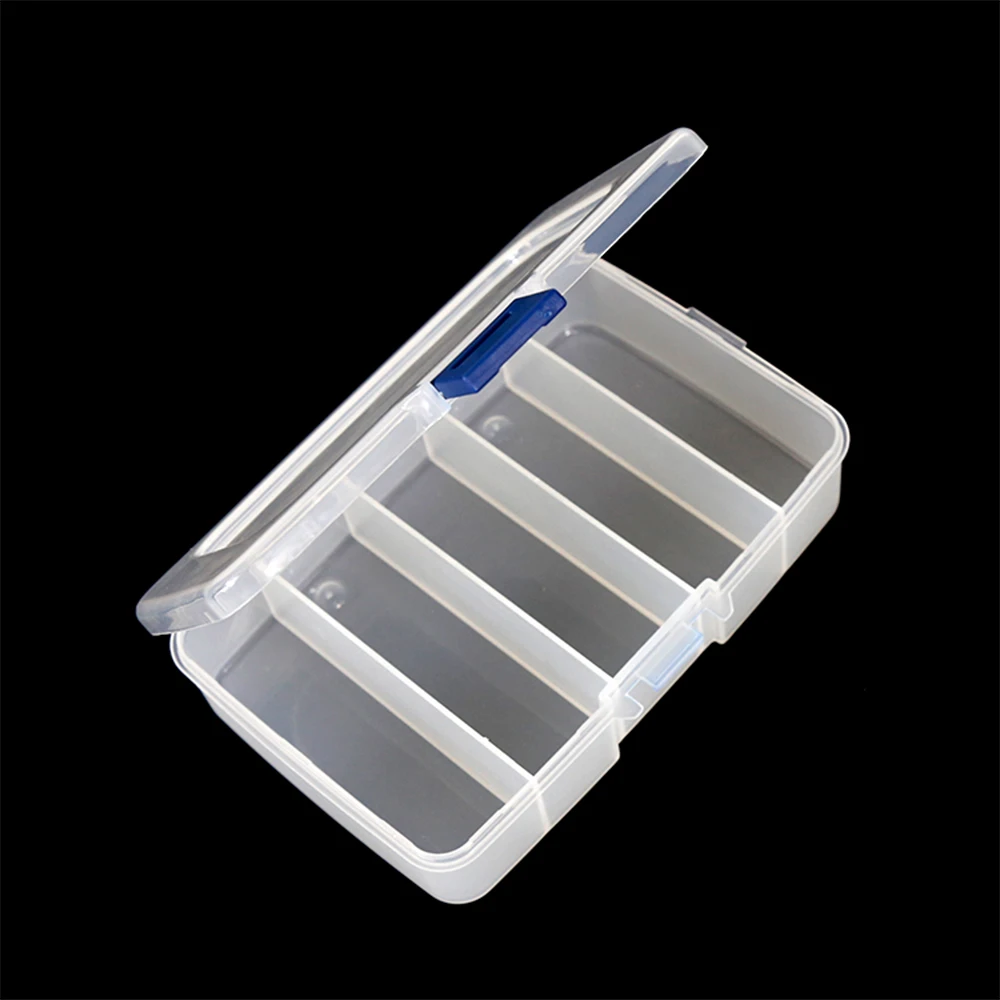 5ช่อง Clear พลาสติกกล่องเครื่องประดับลูกปัดสกรูคอนเทนเนอร์ Fly Fishing Lure ช้อนตะขอเหยื่อกล่อง