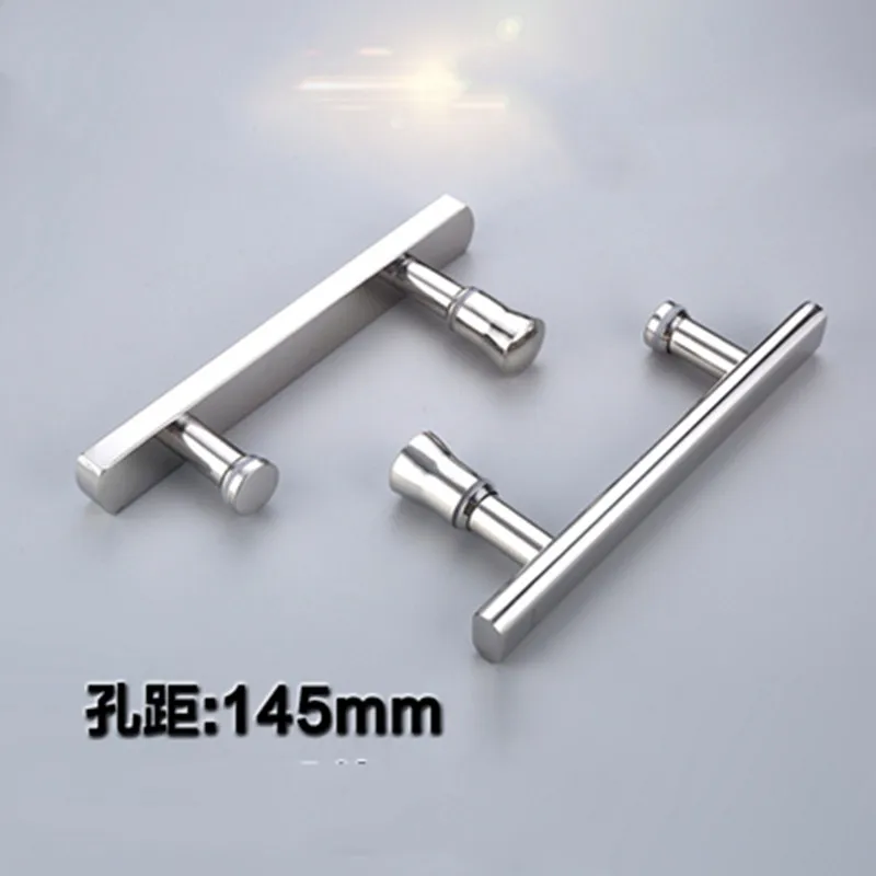 Dolphin bathroom glass door handle shower room sliding door handle 304 stainless steel hole distance 145(C-88)