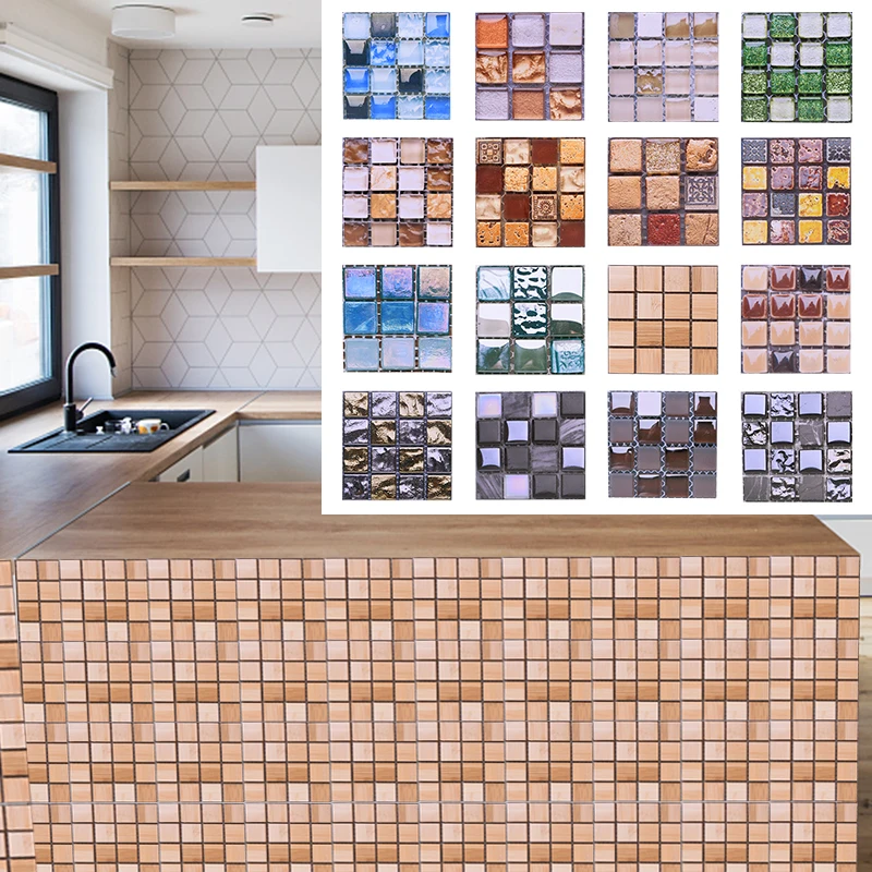 10 sztuk 10*10CM mozaika wodoodporna ściana naklejki symulacja płytki samoprzylepne naklejki ścienne DIY Home łazienka dekoracje kuchenne — zdjęcie 4