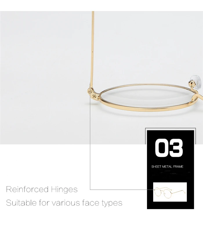 Frauen Runde Metall Brille Rahmen Mit Grad Männer Ultraleicht Fertig Myopie Gläser -0,5 -1 -1,5 -2 -2,5 -3 -3,5 -4 -4,5 -5 -6,0 – Detail 7