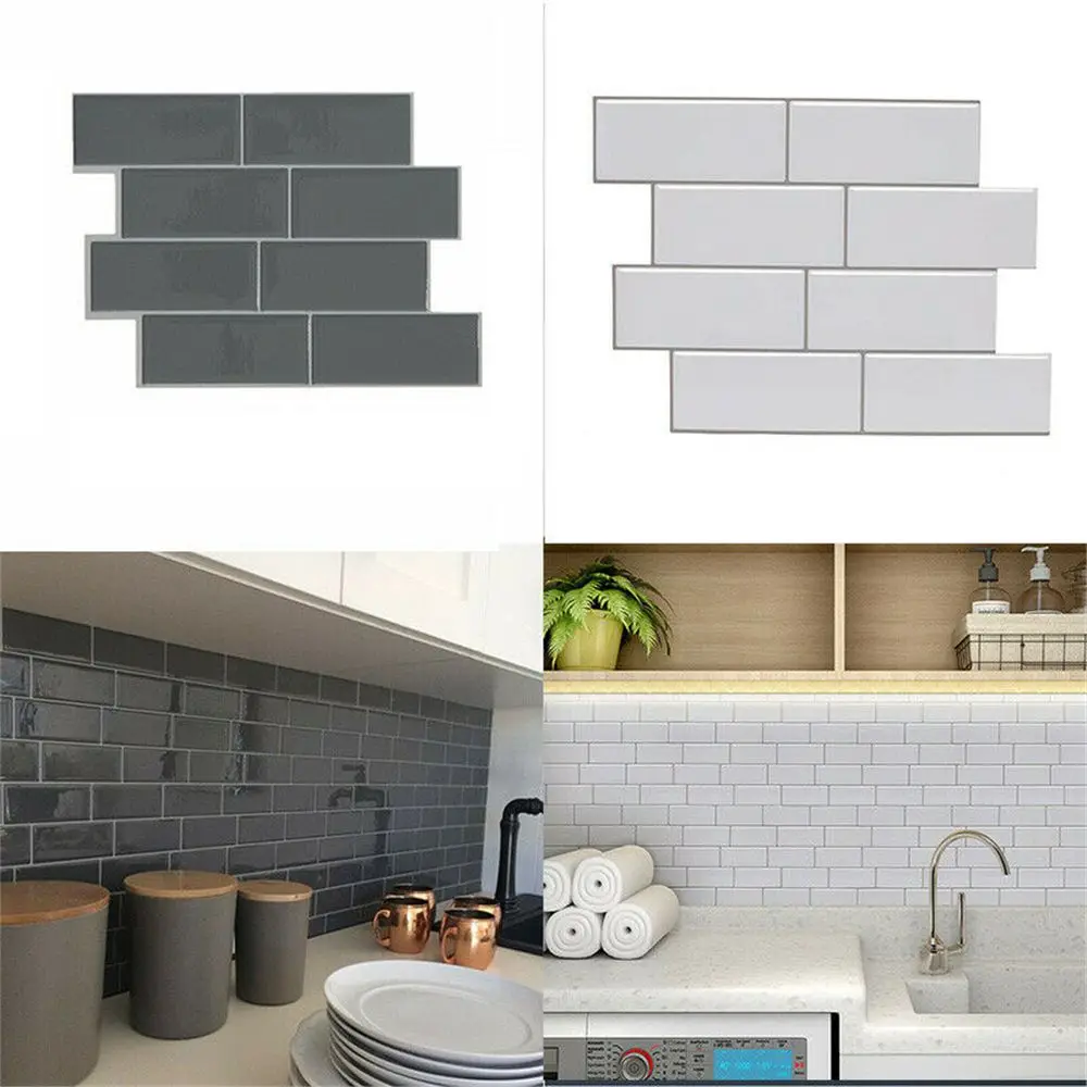 Trwała naklejka ścienna DIY Wodoodporna samoprzylepna tapeta Metro Tile Szara cegła ścienna Łazienka