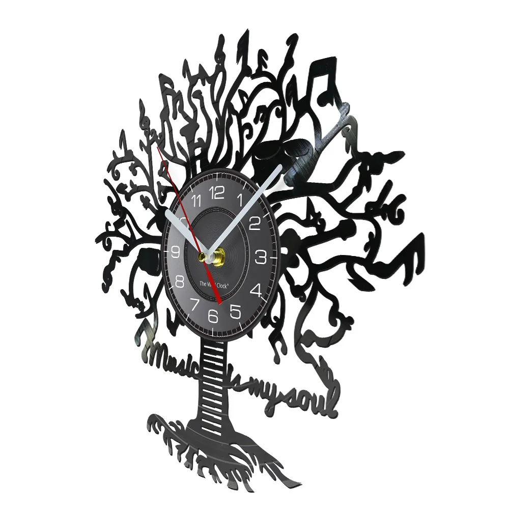 Music is My Soul Modern Design Music Classic Black Hanging Vinyl Record Clocks Wall Watch Home Decor Musician Rock n Roll Gift