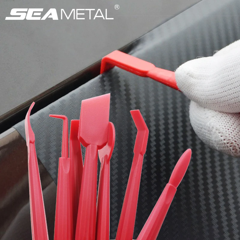 Escobilla de goma de fibra de carbono para coche, herramienta de envoltura de vinilo, película adhesiva, cortador, cuchillo, raspador, removedor, estilismo para coche