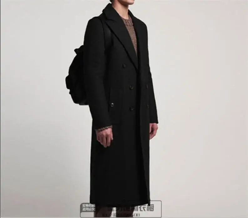 S-7XL!!2020 Young autumn/winter trendsetter thick woolen coat British over-the-knee long woollen coat hair stylist coat black