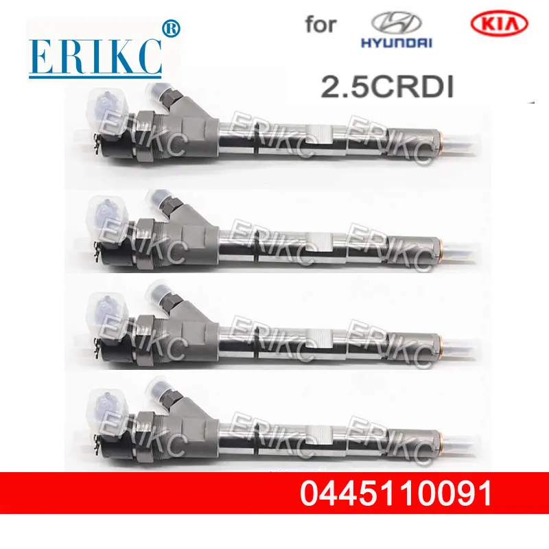 4PCS 0445110091 Auto Parts Diesel Inyector Nozzle 0445 110 091 Common Rail Fuel Injector 0 445 110 091 for HUYNDAI 33800-4A000