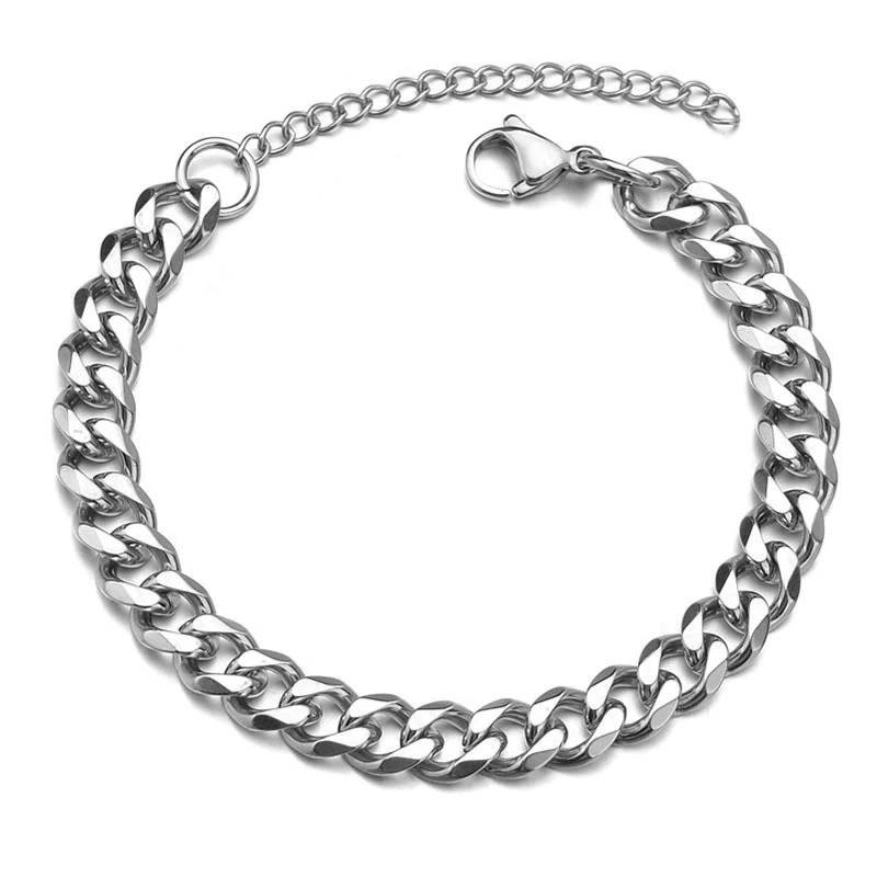 Lucido Bracciale In Acciaio Inossidabile per le Donne Degli Uomini di Colore Nero Oro Punk Casual Curb Cuban Link Catena Braccialetto 3/5/7/9