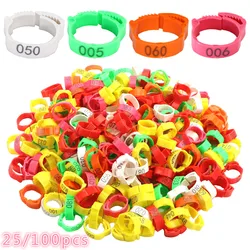 50Pcs~25pcs Adjustable Chicken Foot Ring 6 Colors Numbered Identification Leg Rings Clip for Poultry Chickens Ducks Geese Parrot