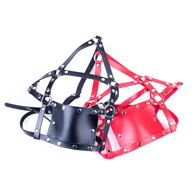 Fun Red Harness Type Anti Spit Mask Silicone