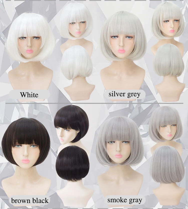 MUMUPI Short Wig  Bob Synthetic With Bangs For Black Women Blonde Pink Red Black Natural Hair Bob Wig Cosplay Lolita